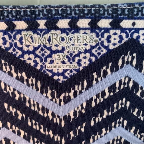 Kim Rogers Curvy 3X Blue Tunic with Geometric Design. Long sleeve Pullover - Picture 3 of 4